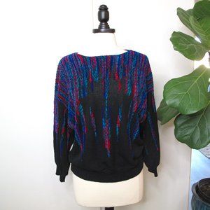 VINTAGE - CAMPUS CASUALS - 80's 90's Chenille Knit Balloon Sleeve Sweater